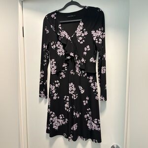 Ivanka Trump Black Floral Ruffle Dress